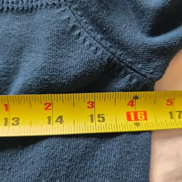 Guess Womens Logo Embroidered Mock Neck Sweater Size L Blue Long Sleeve Y2K - Picture 8 of 9